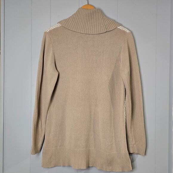 Calvin Klein Womens Sweater Classic Neutral Quite Luxury Textured Knit LS Large - Picture 2 of 6